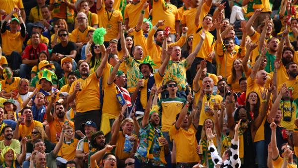 Socceroos fans show their support at the 2014 FIFA World Cup.