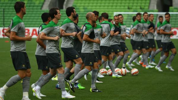 The Socceroos in training for the Asian Camp during their pre-tournament camp in Melbourne.