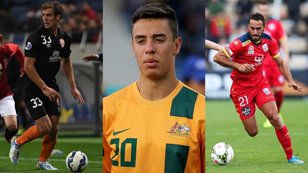 New faces in the Socceroos squad Luke DeVere, Chris Ikonomidis and Tarek Elrich.