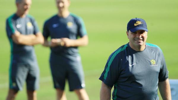 Caltex Socceroos coach Ange Postecoglou on the training ground.