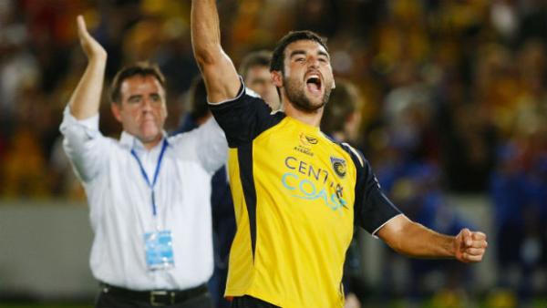Former Central Coast Mariners captain Mile Jedinak and coach Lawrie McKinna.