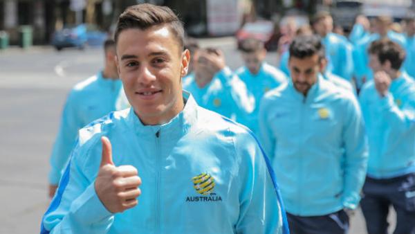 Chris Ikonomidis in camp with the Caltex Socceroos during their World Cup qualification campaign.