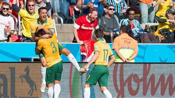 Cahill celebrates after scoring his stunning goal.