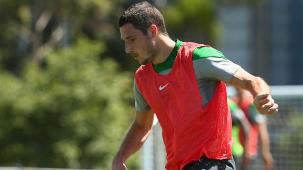 Socceroos forward Mathew Leckie on the training ground.