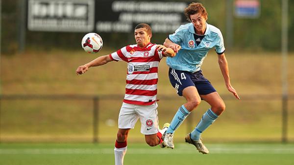 Goal scorer Jaushua Sotirio in action for the Wanderers.