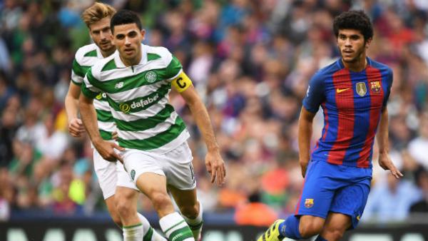 Tom Rogic in action for Celtic against Barcelona in the ICC tournament.