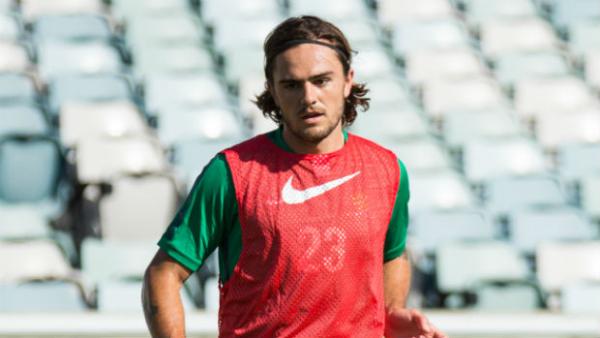 Josh Risdon at Socceroos training on Monday.