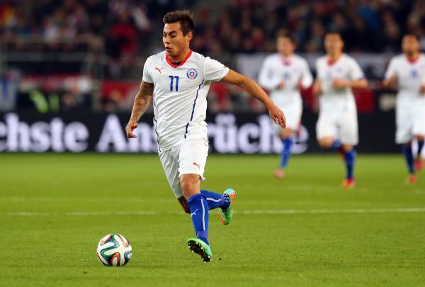 Chile's Eduardo Vargas controls possession during a friendly against Germany in March.