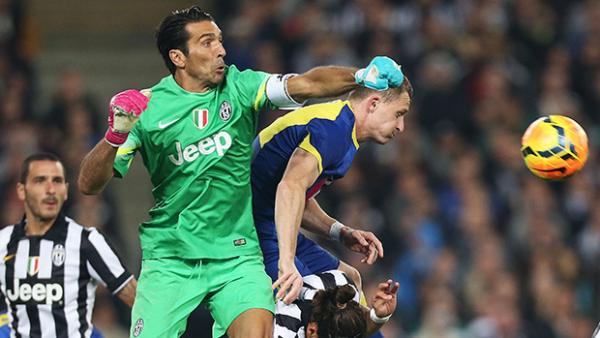 Gianluigi Buffon in action against the Foxtel A-League All Stars.