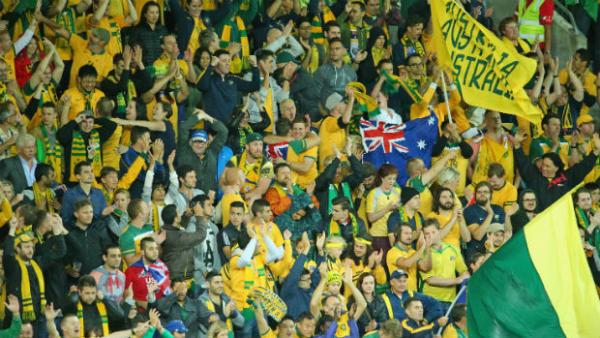 Socceroos fans at the opening match of the Asian Cup against Kuwait in Melbourne.