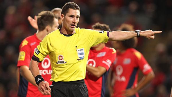 Williams officiating a match between Adelaide United and Melbourne Heart.