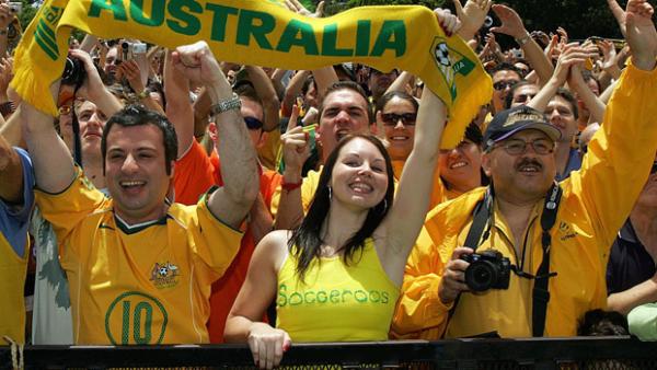 Socceroos fans Uruguay.
