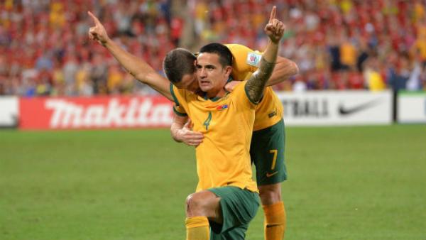 Socceroos striker Tim Cahill celebrates scoring against China in the Asian Cup Quarter Final.