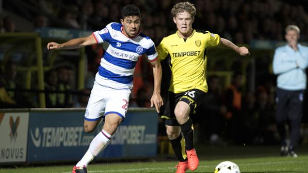 Massimo Luongo on the ball for QPR against Burton Albion in the Championship.