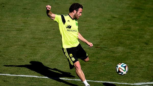 Juan Mata during a Spanish training session in Brazil.