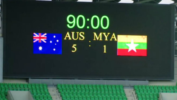 The Olyroos full-time score against Myanmar at the National Stadium in Kaohsiung.